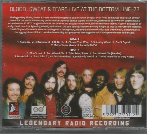 Blood, Sweat And Tears - Live At The Bottom Line '77 (CD)