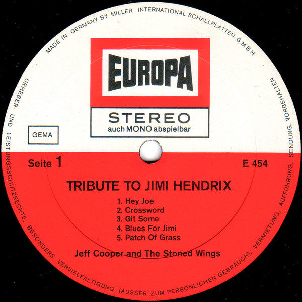 Jeff Cooper And The Stoned Wings - Tribute To Jimi Hendrix (LP Tweedehands)