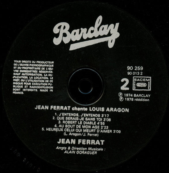 Jean Ferrat - Ferrat Chante Aragon (LP Tweedehands)