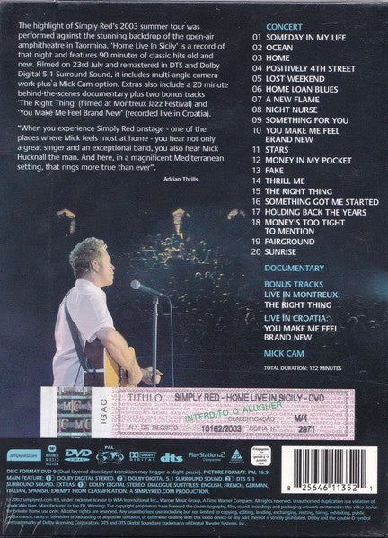 Simply Red - Home (Live In Sicily) (DVD Tweedehands)