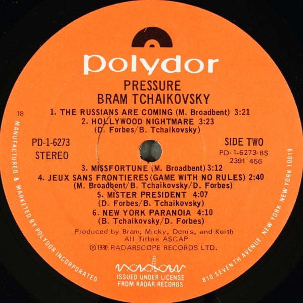 Bram Tchaikovsky - Pressure (LP Tweedehands)