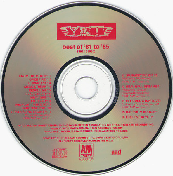 Y & T - Best Of '81 To '85 (CD)