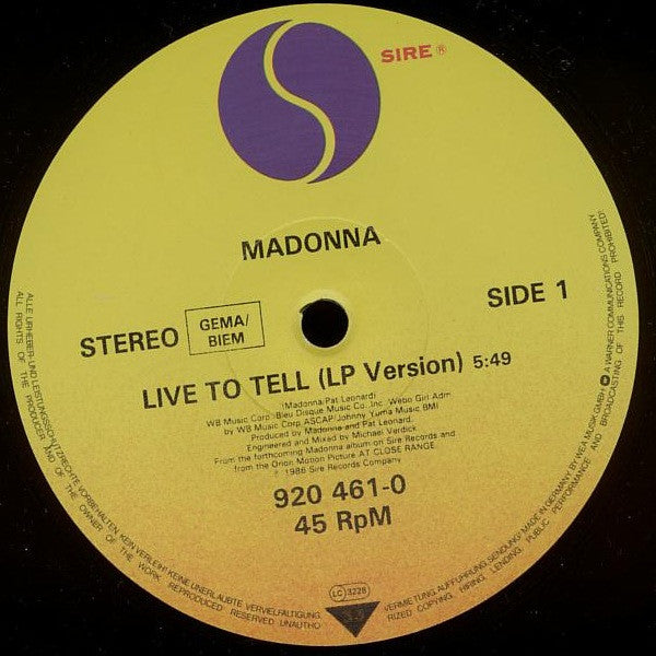 Madonna - Live To Tell (LP Tweedehands)
