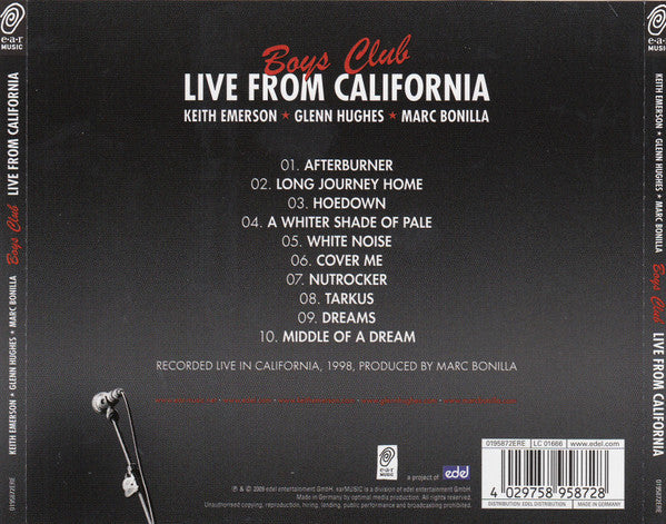 Keith Emerson ★ Glenn Hughes ★ Marc Bonilla - Boys Club (Live From California) (CD)