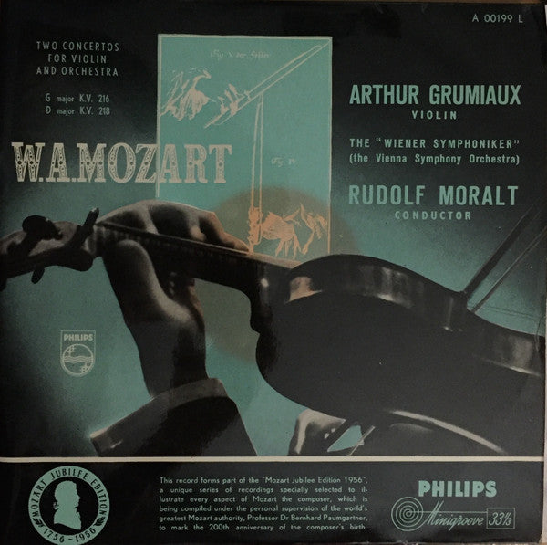 Wolfgang Amadeus Mozart, Arthur Grumiaux, Wiener Symphoniker - Two Concertos For Violin & Orchestra, G major K.V. 216, D major K.V. 218 (LP Tweedehands)