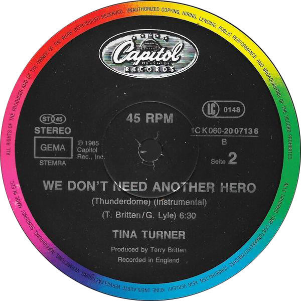 Tina Turner - We Don't Need Another Hero (Thunderdome) (12" Tweedehands)