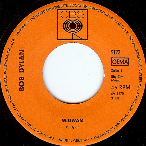 Bob Dylan - Wigwam (7-inch Tweedehands)