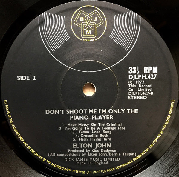 Elton John - Don't Shoot Me I'm Only The Piano Player (LP Tweedehands)