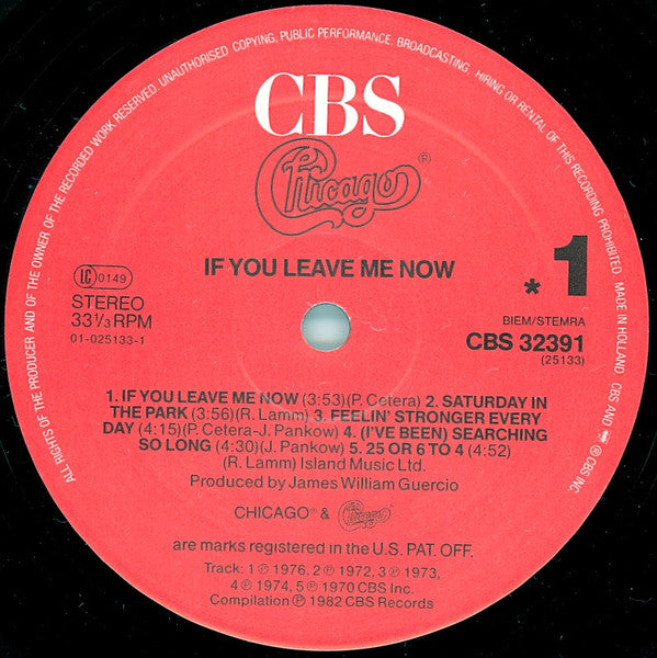 Chicago - If You Leave Me Now (LP Tweedehands)
