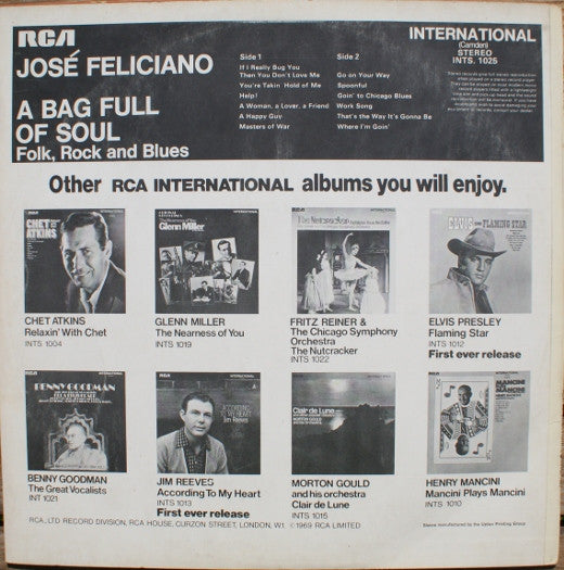 José Feliciano - A Bag Full Of Soul (Folk, Rock And Blues) (LP Tweedehands)