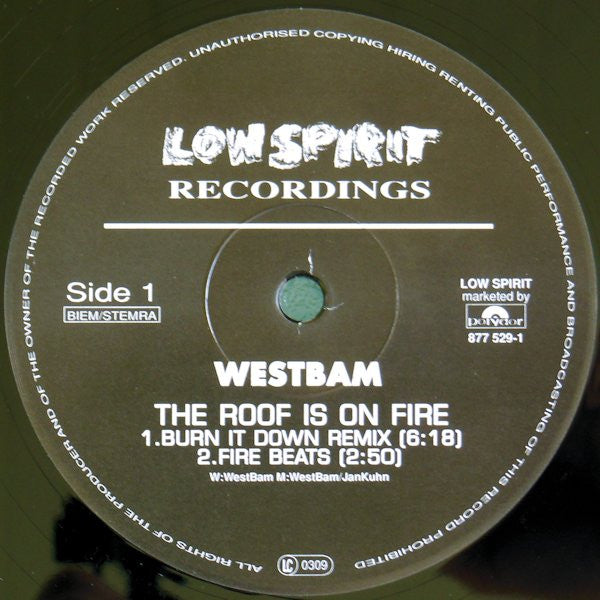 WestBam - The Roof Is On Fire (Burn It Down Remix) (12" Tweedehands)