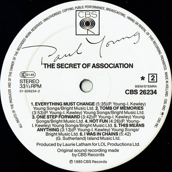 Paul Young - The Secret Of Association (LP Tweedehands) - Discords.nl