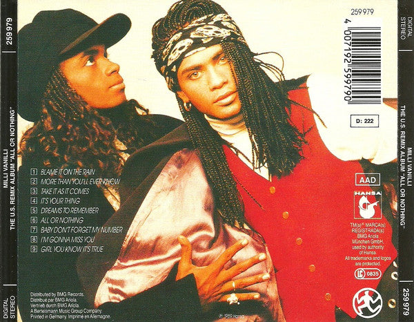 Milli Vanilli - All Or Nothing - The U.S. Remix Album (CD)