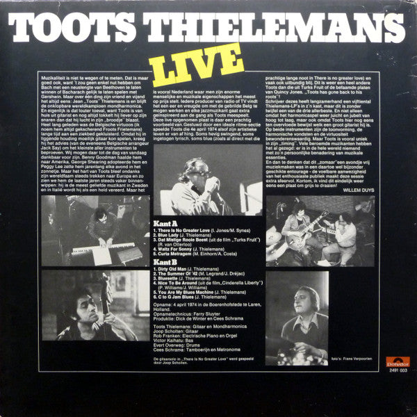 Toots Thielemans - Live (LP Tweedehands) - Discords.nl