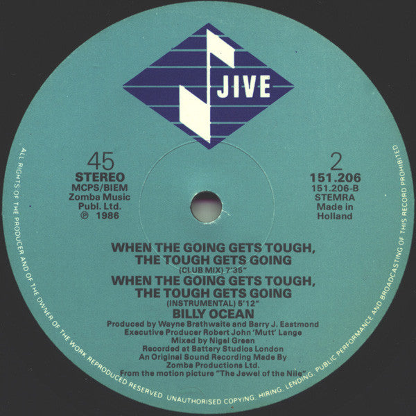 Billy Ocean - When The Going Gets Tough, The Tough Get Going (12" Tweedehands)