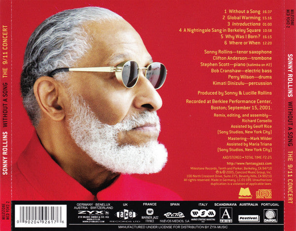 Sonny Rollins - Without A Song The 9/11 Concert (CD Tweedehands)