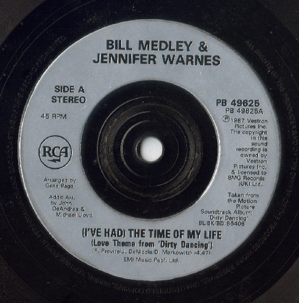 Bill Medley & Jennifer Warnes - (I've Had) The Time Of My Life (7-inch Tweedehands)