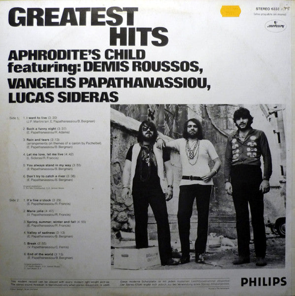 Aphrodite's Child Featuring Demis Roussos, Evangelos Papathanassiou, Lucas Sideras - Greatest Hits (LP Tweedehands)