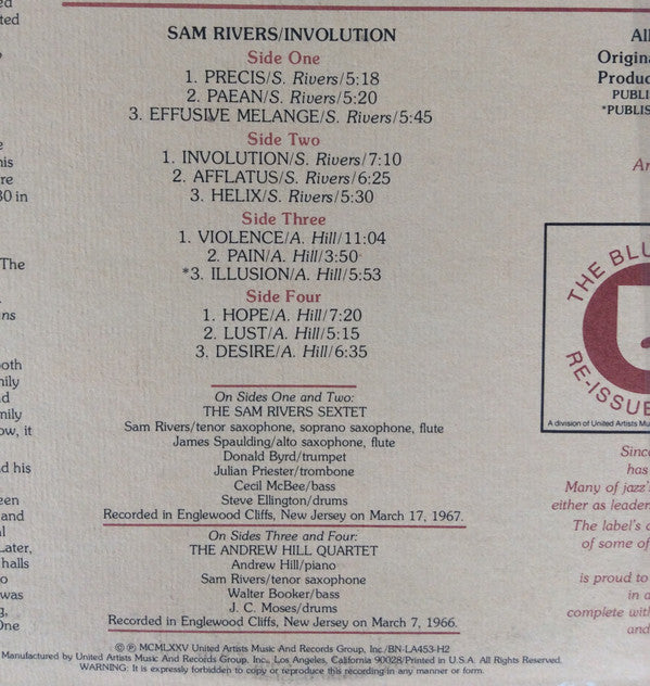 Sam Rivers - Involution (LP Tweedehands) - Discords.nl