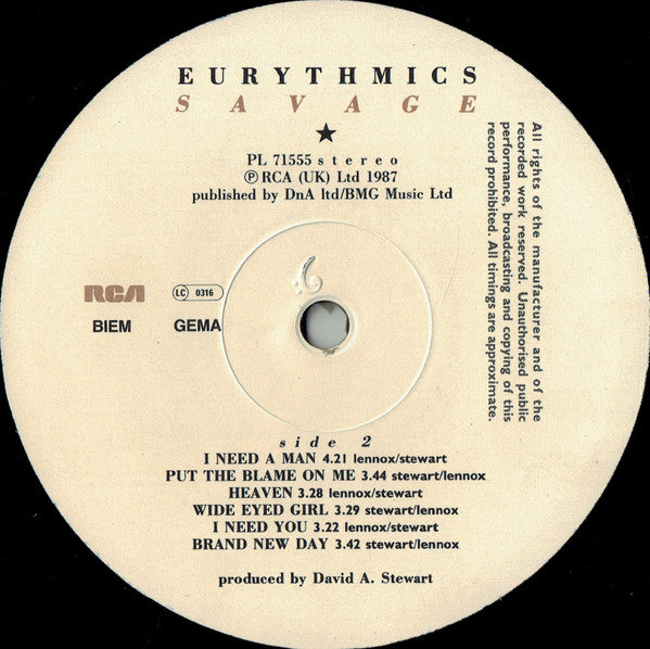 Eurythmics - Savage (LP Tweedehands)