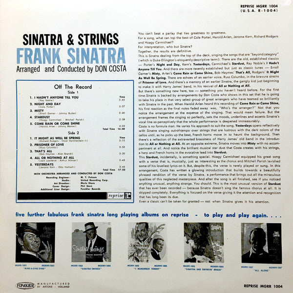 Frank Sinatra - Sinatra & Strings (LP Tweedehands)