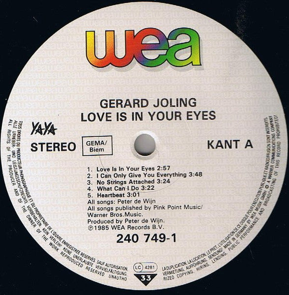 Gerard Joling - Love Is In Your Eyes (LP Tweedehands)