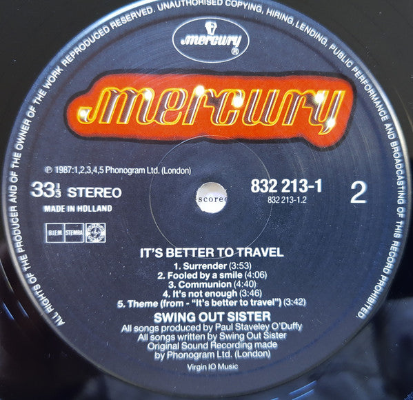 Swing Out Sister - It's Better To Travel (LP Tweedehands) - Discords.nl