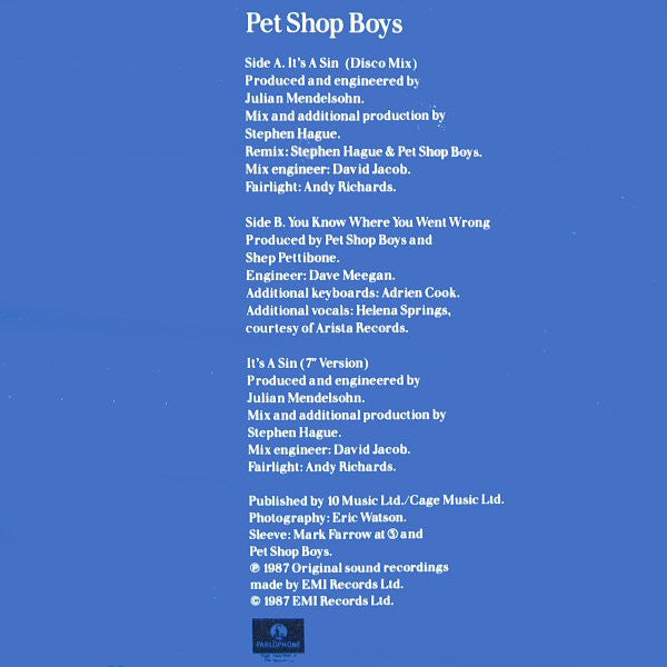 Pet Shop Boys - It's A Sin (LP Tweedehands)