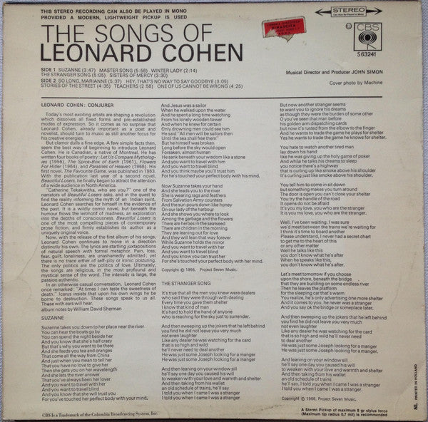 Leonard Cohen - Songs Of Leonard Cohen (LP Tweedehands)