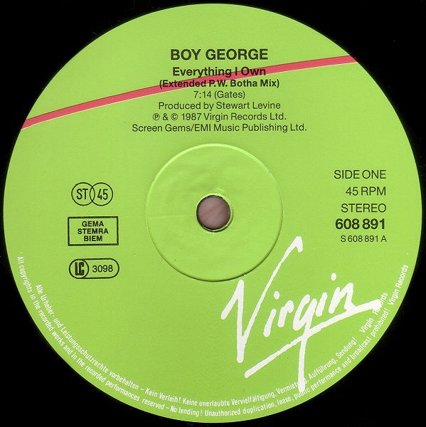 Boy George - Everything I Own (12" Tweedehands)