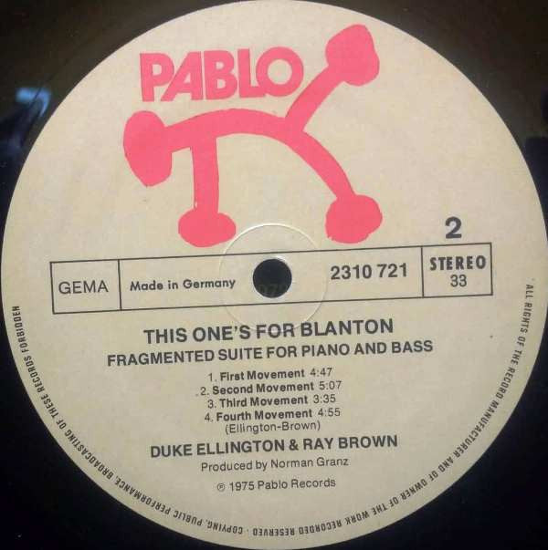 Duke Ellington - Ray Brown - This One's For Blanton (LP Tweedehands) - Discords.nl