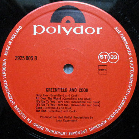 Greenfield & Cook - Greenfield & Cook (LP Tweedehands)