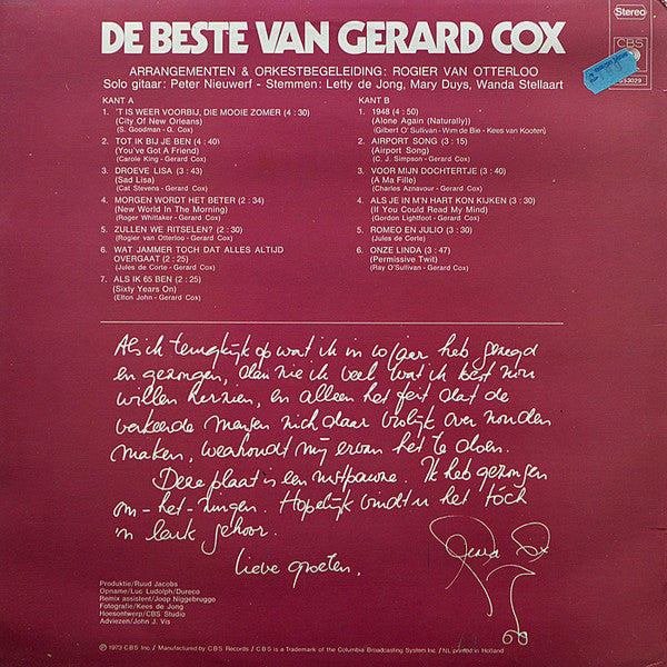 Gerard Cox - De Beste Van Gerard Cox (LP Tweedehands) - Discords.nl
