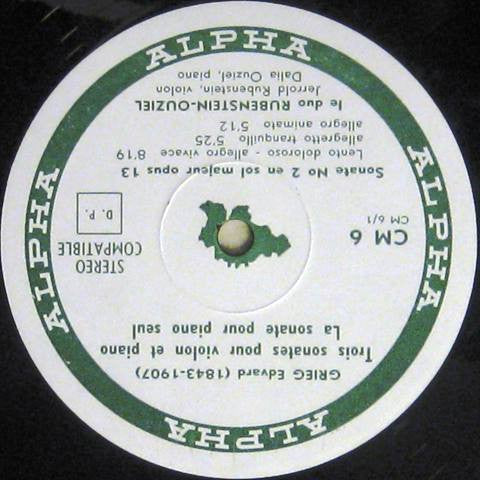 Edvard Grieg, Jerrold Rubenstein, Dalia Ouziel - Les Trois Sonates Pour Violon Et Piano Et La Sonate Pour Piano Seul (LP Tweedehands)