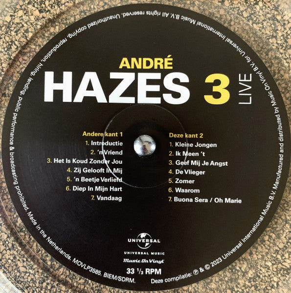 André Hazes - Hazes 3 Live (LP) - Discords.nl