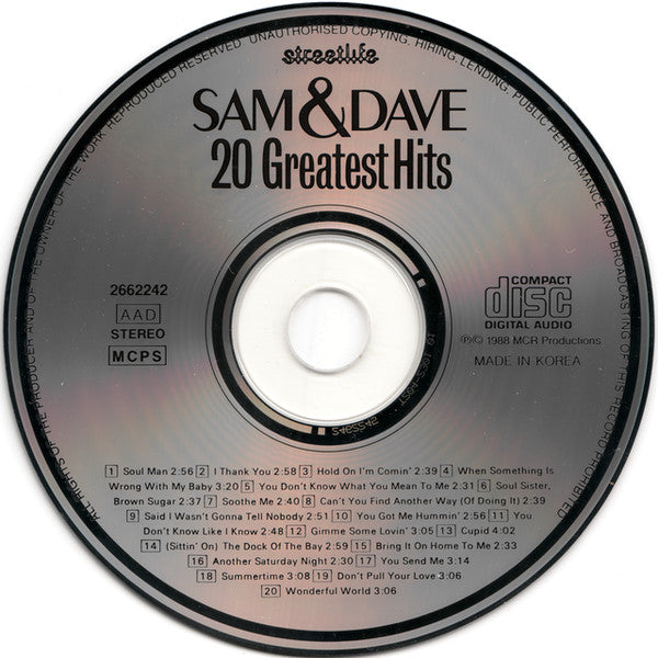 Sam & Dave - 20 Greatest Hits  (CD)