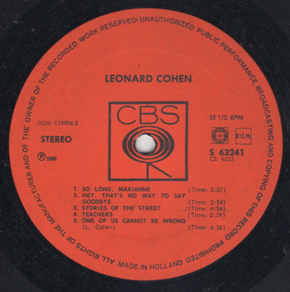 Leonard Cohen - Songs Of Leonard Cohen (LP Tweedehands)