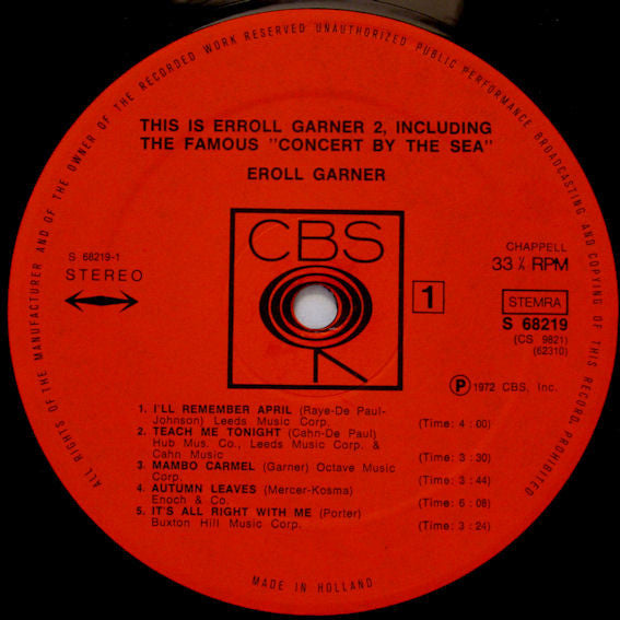 Erroll Garner - This Is Erroll Garner 2, Including The Famous "Concert By The Sea" (LP Tweedehands) - Discords.nl