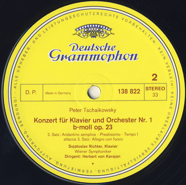 Pyotr Ilyich Tchaikovsky - Sviatoslav Richter · Herbert von Karajan · Wiener Symphoniker - Klavierkonzert Nr.1 B-moll · Piano Concerto No. 1 In B Flat Minor (LP Tweedehands) - Discords.nl