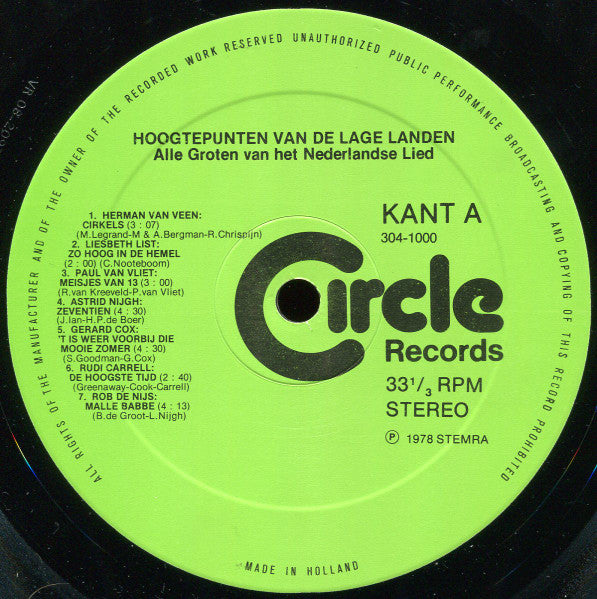 Various - Hoogtepunten Van De Lage Landen - Alle Groten van het Nederlandse Lied (LP Tweedehands)