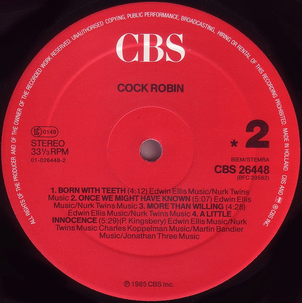 Cock Robin - Cock Robin (LP Tweedehands) - Discords.nl