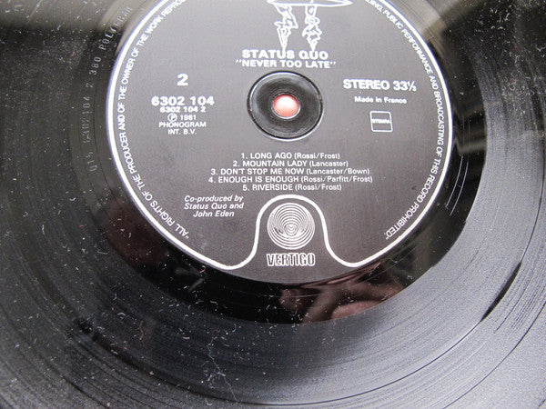 Status Quo - Never Too Late (LP Tweedehands)