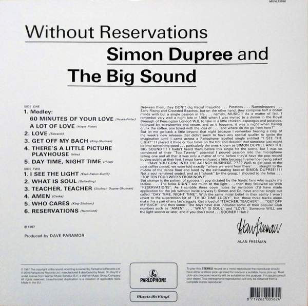 Simon Dupree And The Big Sound - Without Reservations (LP)
