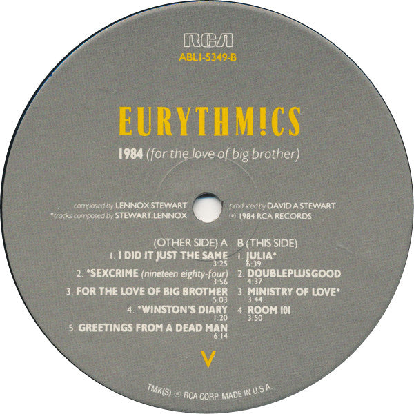 Eurythmics - 1984 (For The Love Of Big Brother) (LP Tweedehands) - Discords.nl