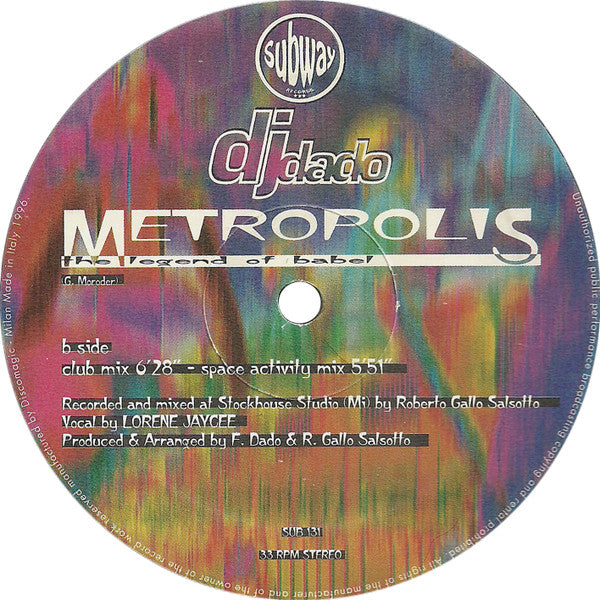 DJ Dado - Metropolis (The Legend Of Babel) (12" Tweedehands)