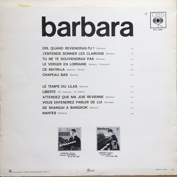 Barbara (5) - Dis, Quand Reviendras-tu ? (LP Tweedehands)