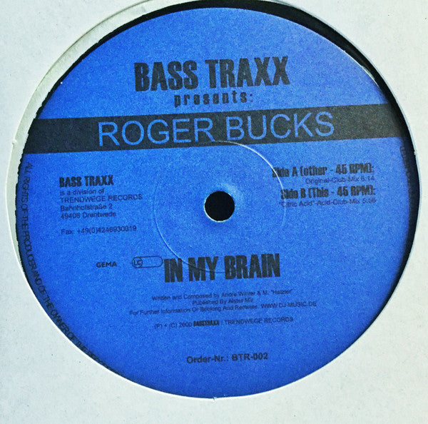 Roger Bucks - In My Brain (12" Tweedehands)