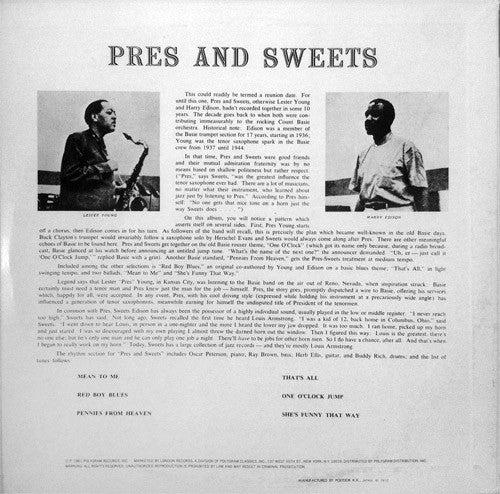 Lester Young & Harry Edison - Pres & Sweets (LP Tweedehands) - Discords.nl