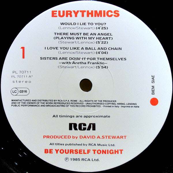 Eurythmics - Be Yourself Tonight (LP Tweedehands)