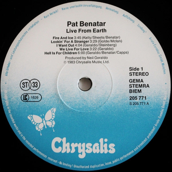 Pat Benatar - Live From Earth (LP Tweedehands)